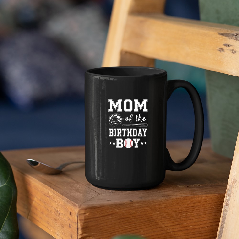 Baseball Mom of The Birthday Boy Baseball Baller Mama Mug - Image 3