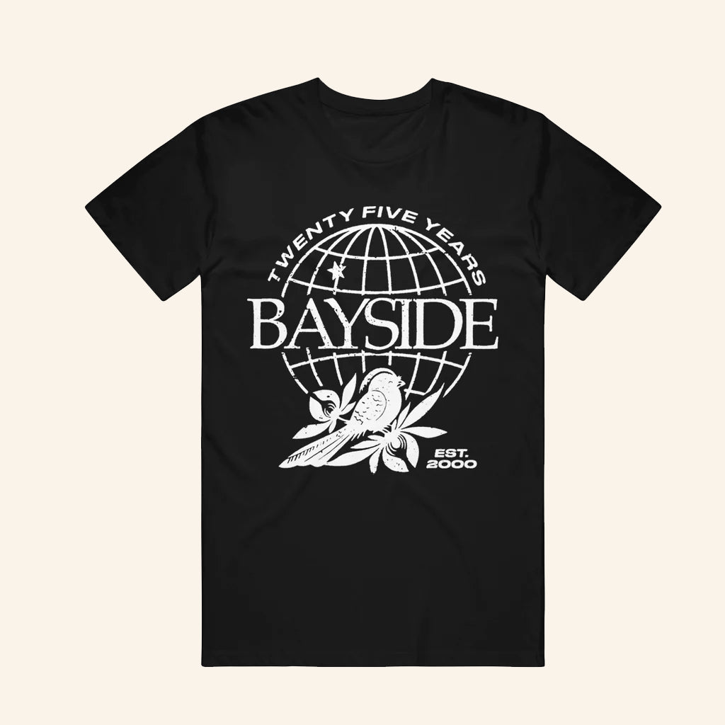 Bayside Merch Globe Twenty Five Years Black T-Shirt Gift Ideas For Music Lovers