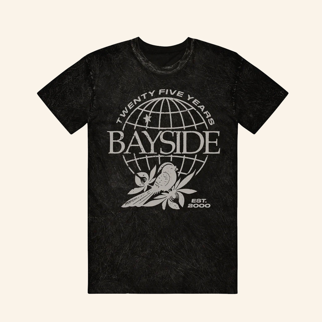 Bayside Merch Globe Twenty Five Years Wash T-Shirt Gifts For Music Enthusiasts