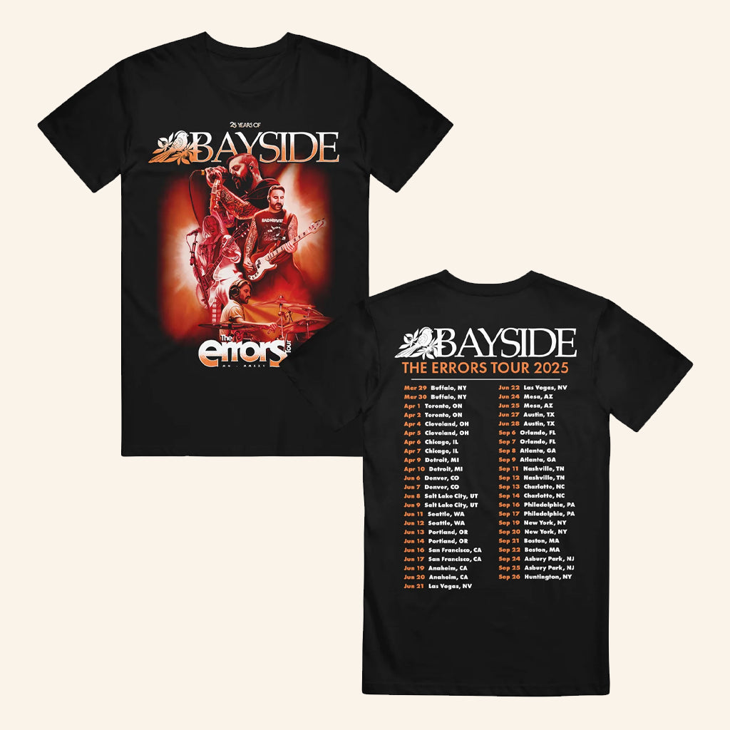 Bayside Merch The Errors Tour 2025 Black T-Shirt Music Gift Ideas For Guys