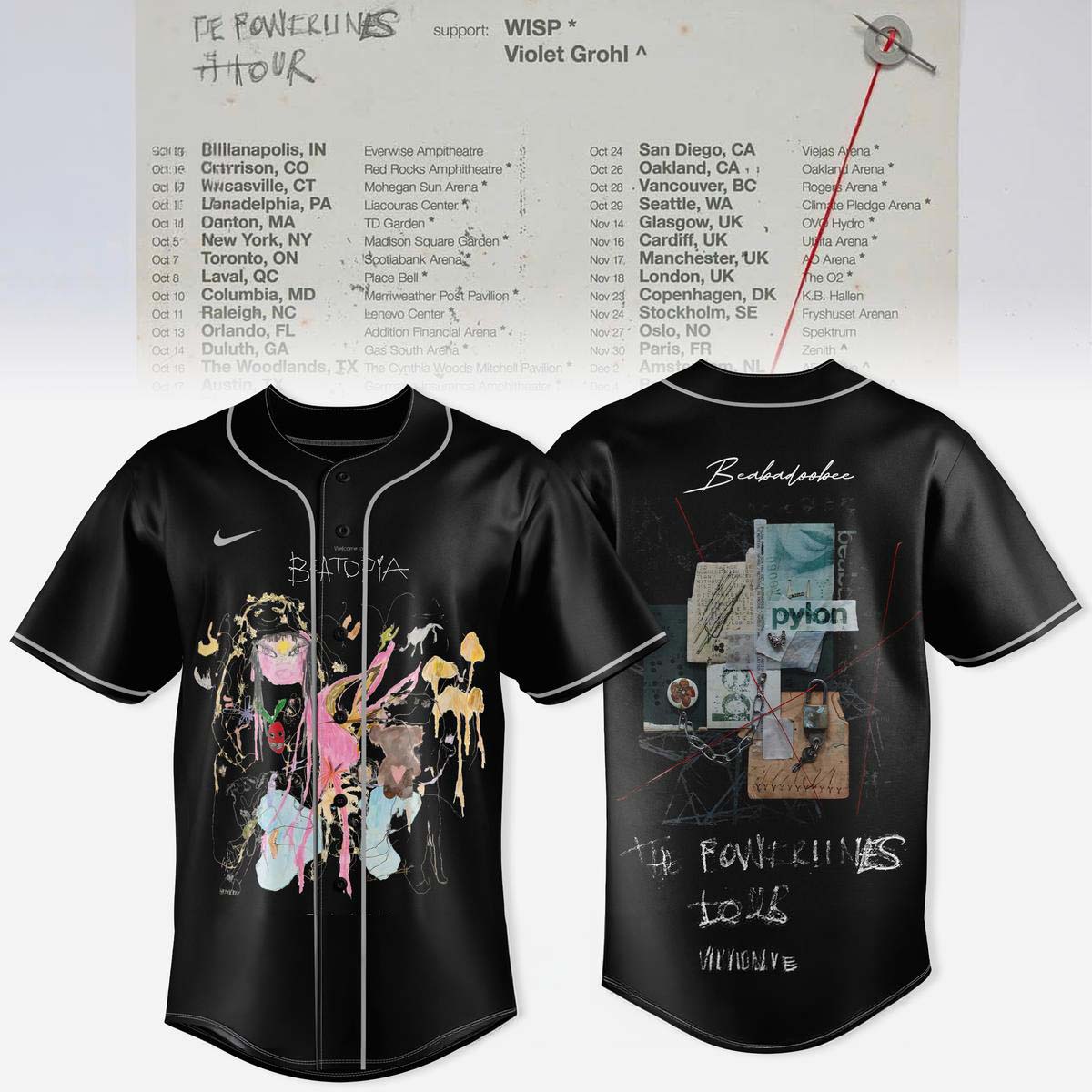Beabadoobee Beatopia Merchandise Baseball Jersey - The Powerlines Tour Gift for Fans