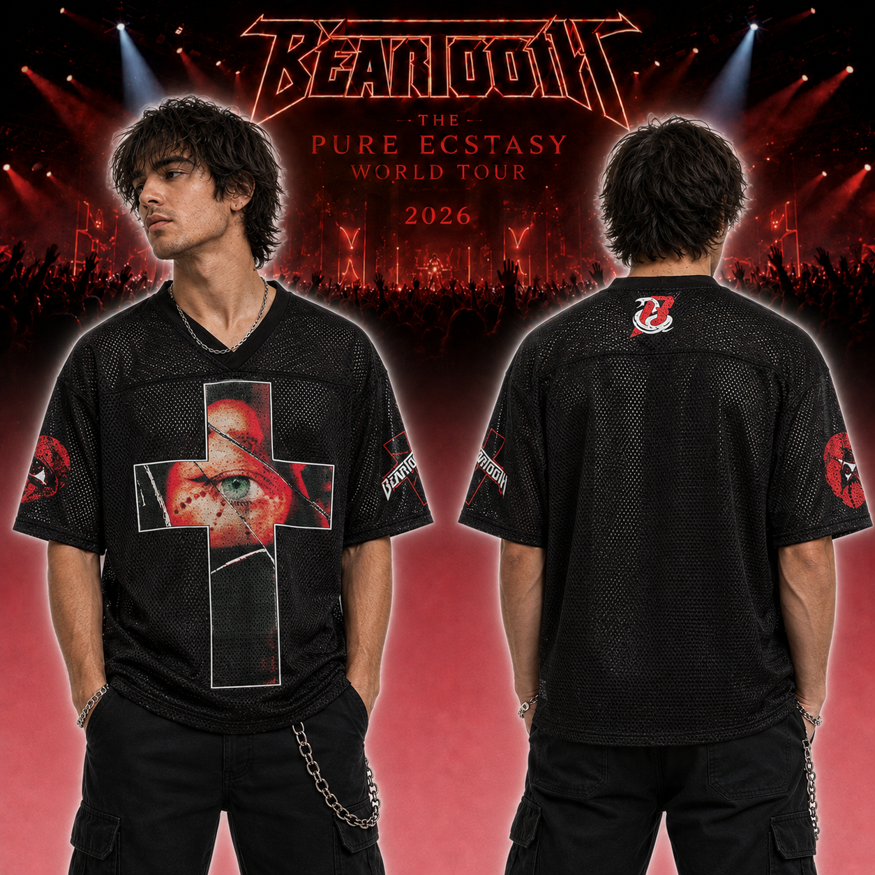 Beartooth Pure Ecstasy Tour 2026 Merch Beartooth Cross Mesh Jersey Apparel 1 - Unicasport Beartooth Pure Ecstasy Tour 2026 Merch Beartooth Cross Mesh Jersey Apparel