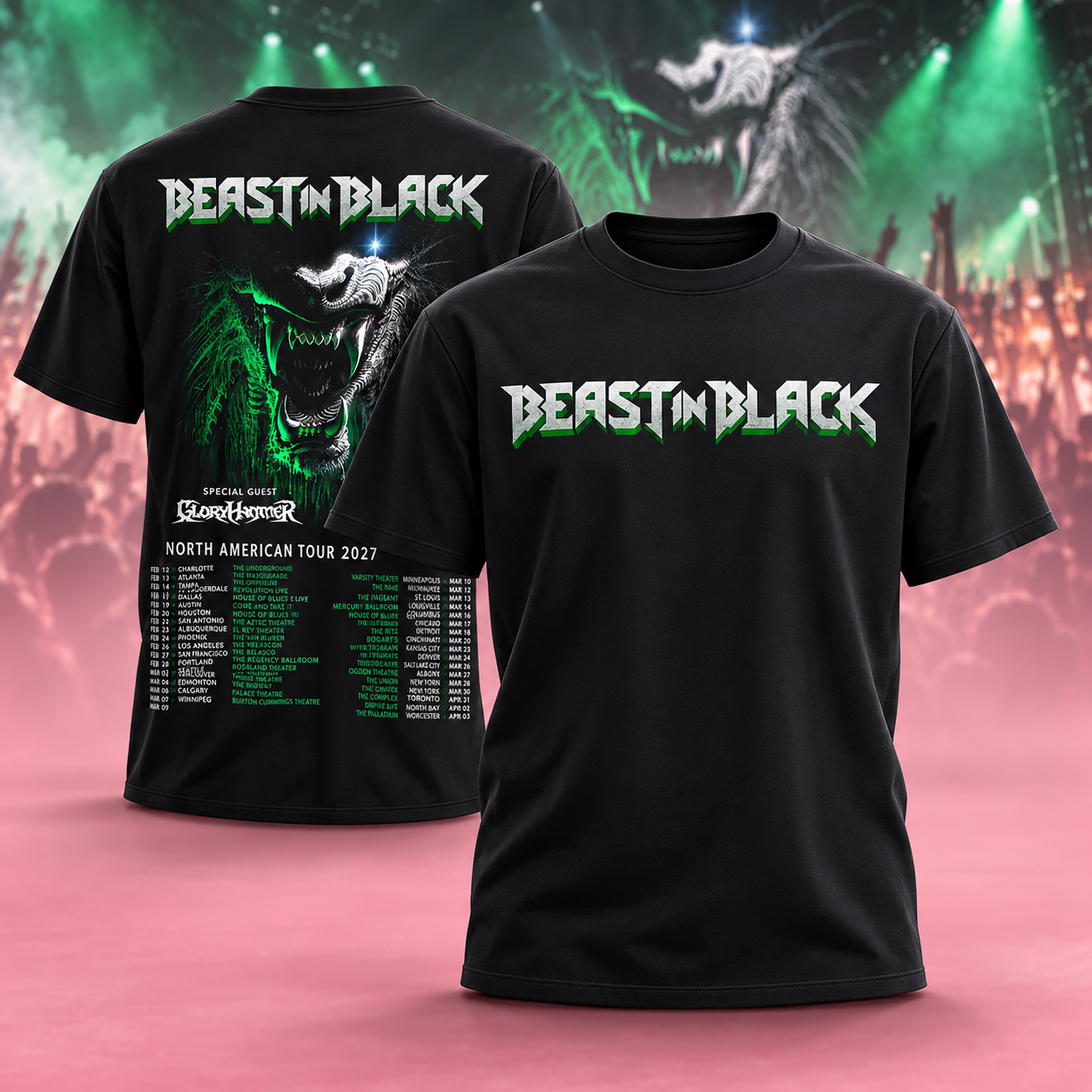 Beast In Black North American Tour 2027 Schedule Dates Two Sided TShirt