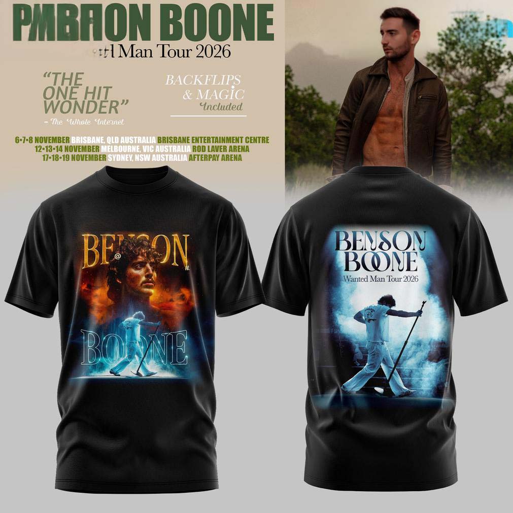 Benson Boone Black and Blue Music Tour T Shirt