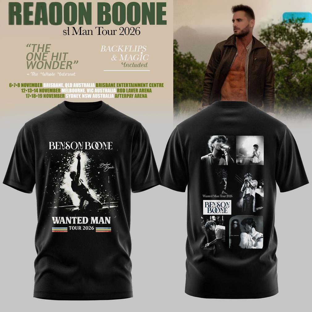 Benson Boone Black Tour Photo Print T Shirt
