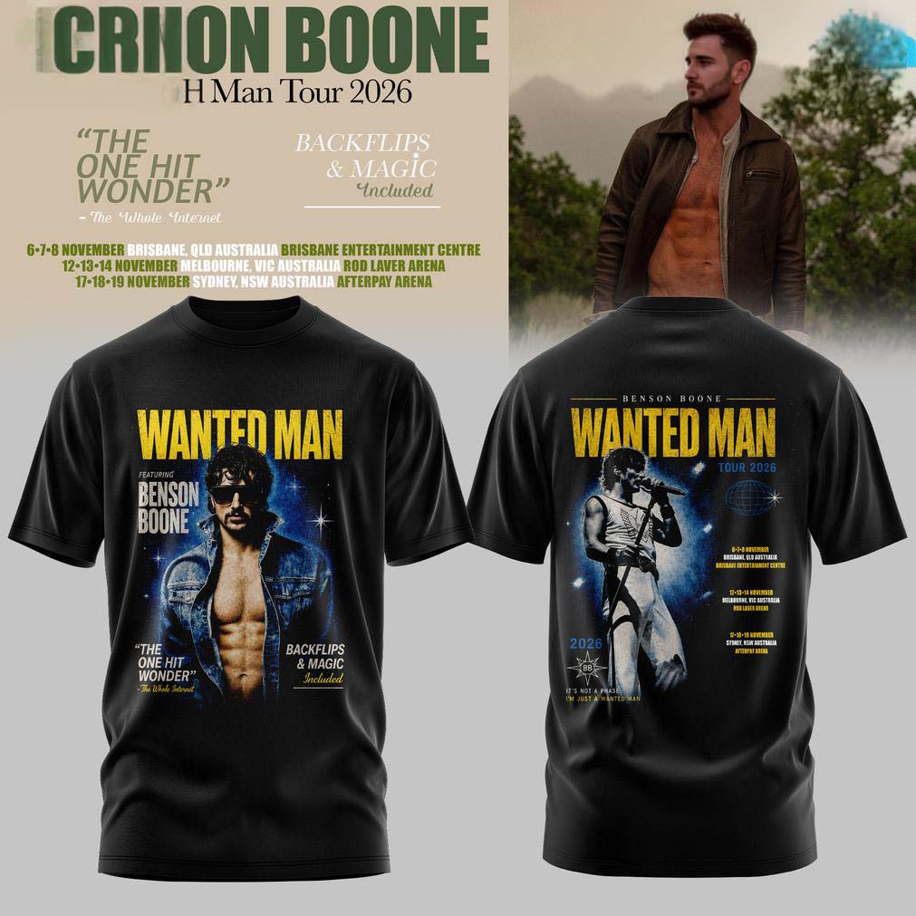 Benson Boone Black Wanted Man Tour 2026 T Shirt
