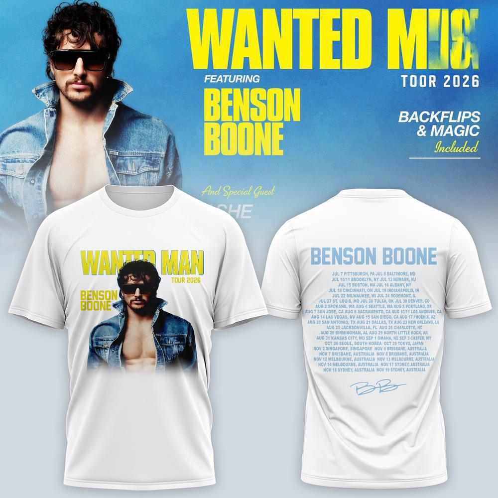 Benson Boone Blue and Black Concert Fan T Shirt
