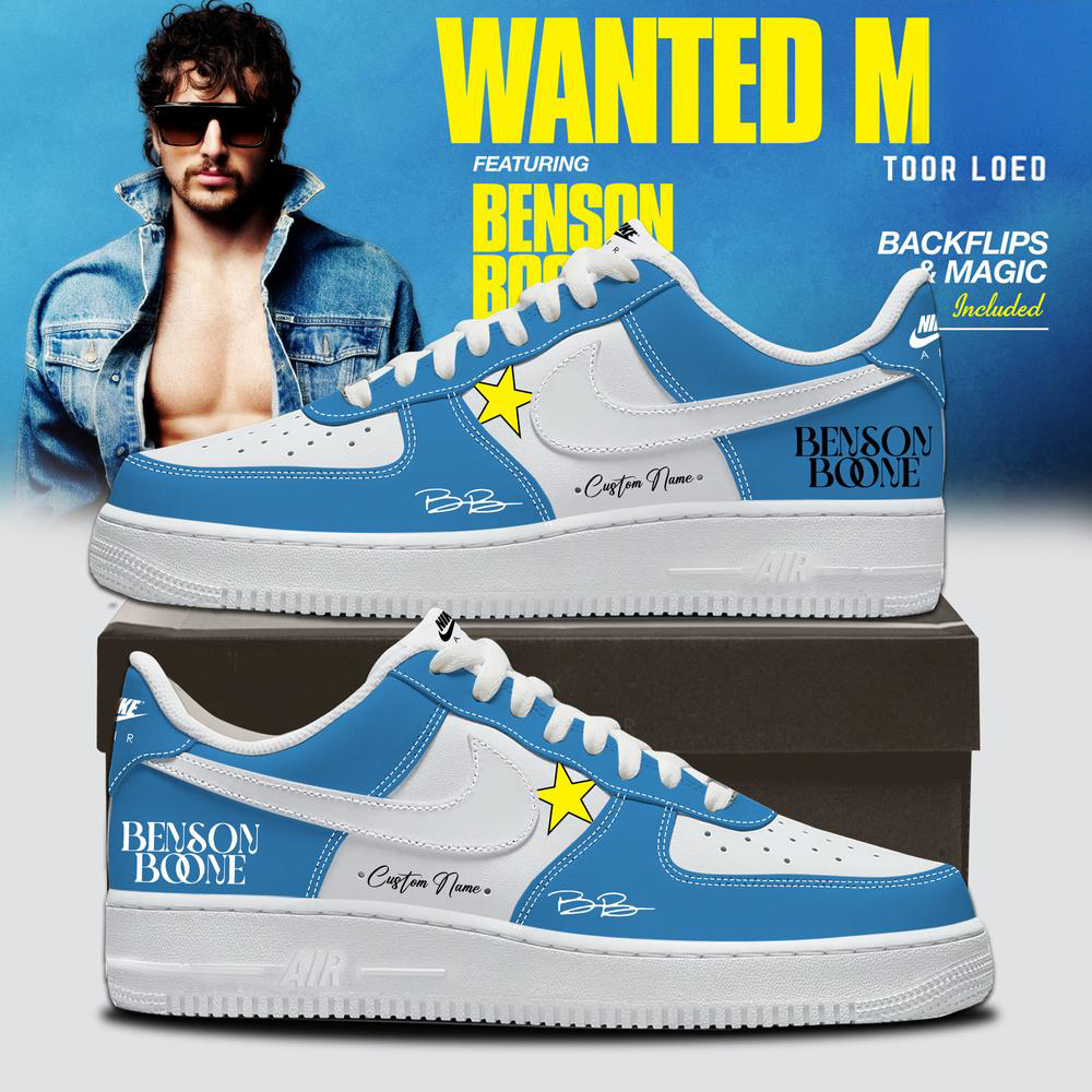 Benson Boone Blue and White Music Fan Sneakers