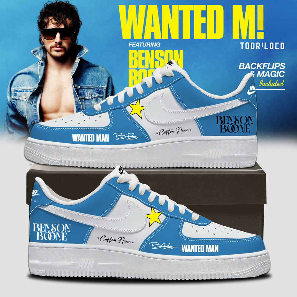 Benson Boone White and Blue Tour Fan High Top Sneakers