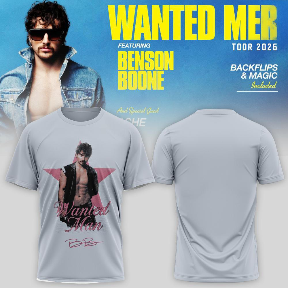 Benson Boone White Wanted Man Tour T Shirt