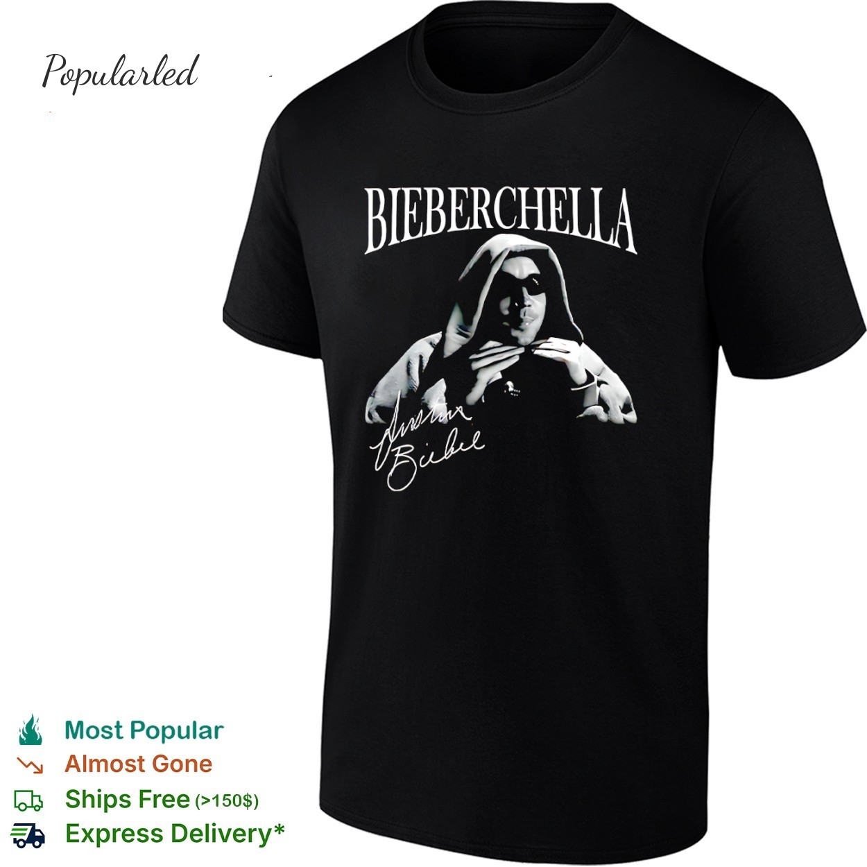 Bieberchella Justin Bieber Coachella signature black design shirt