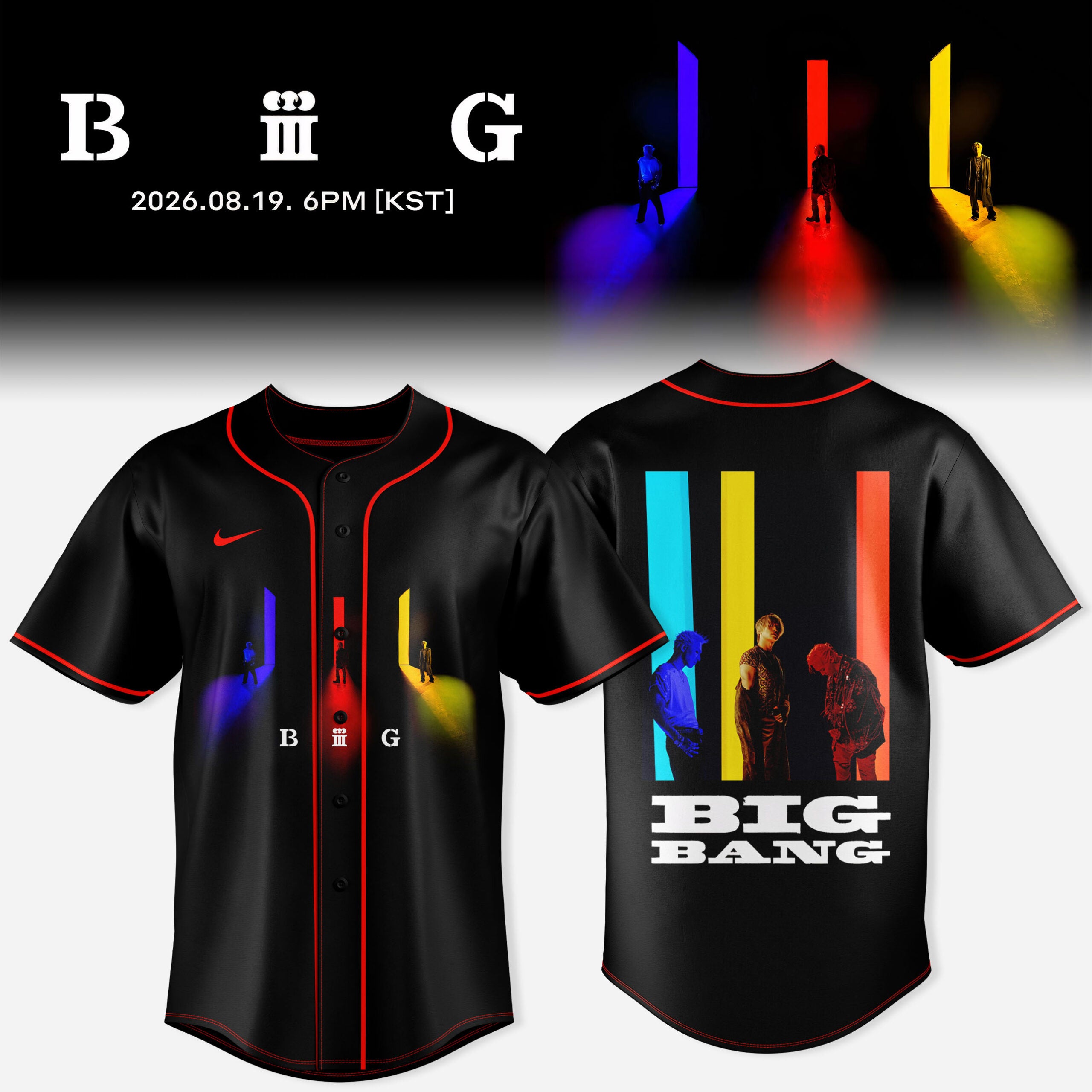 BIGBANG 20 Years 2026 Color Art Black Baseball Jersey Fan Apparel Collection 1 - Unicasport BIGBANG 20 Years 2026 Color Art Black Baseball Jersey Fan Apparel Collection