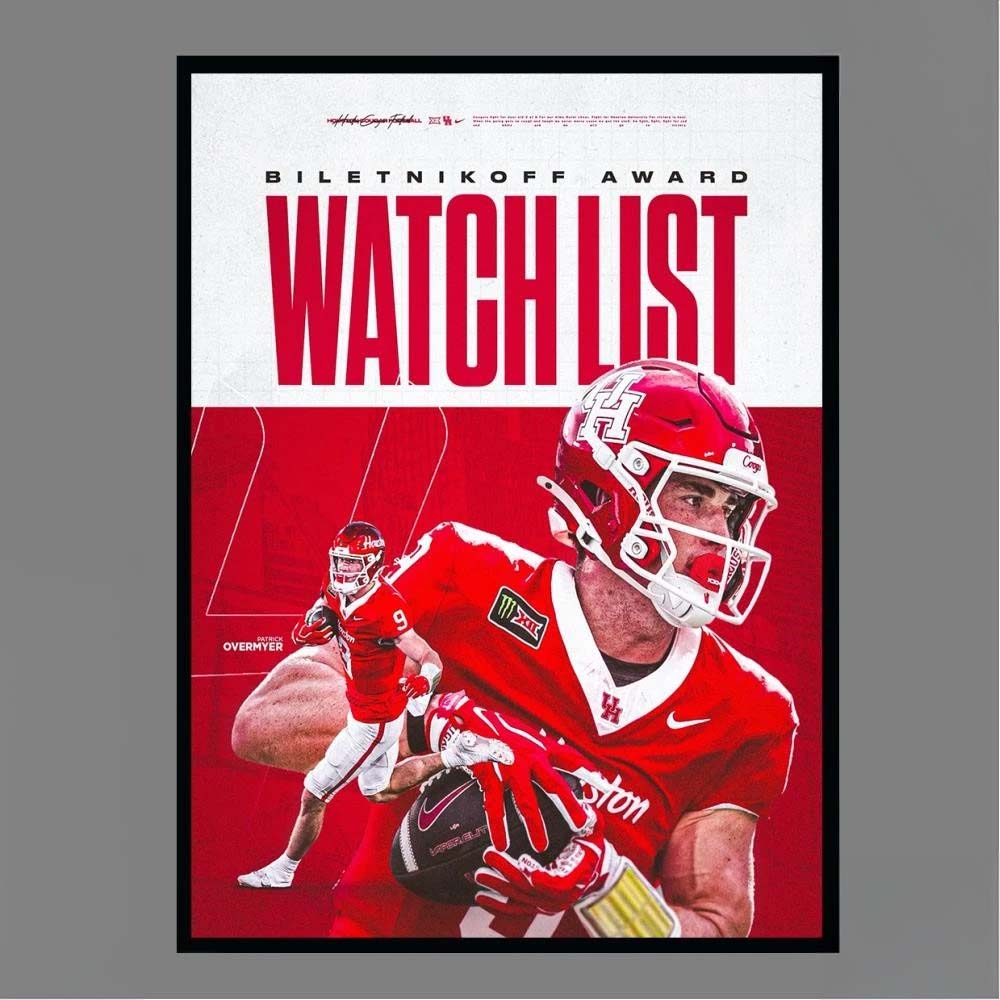 Biletnikoff Award Watch List Patrick Overmyer Houston Football Poster