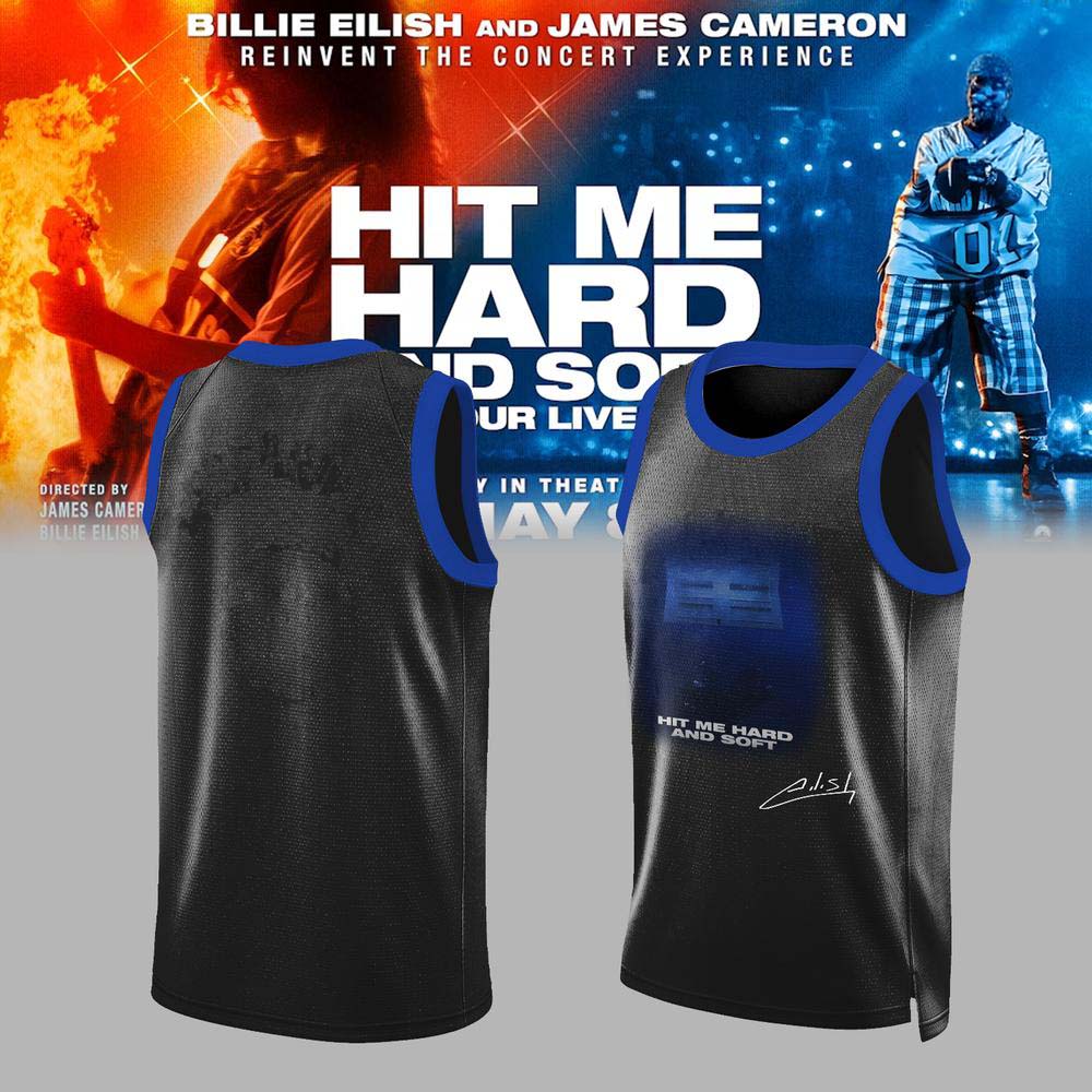 Billie Eilish Black and Blue Concert Basketball Jersey