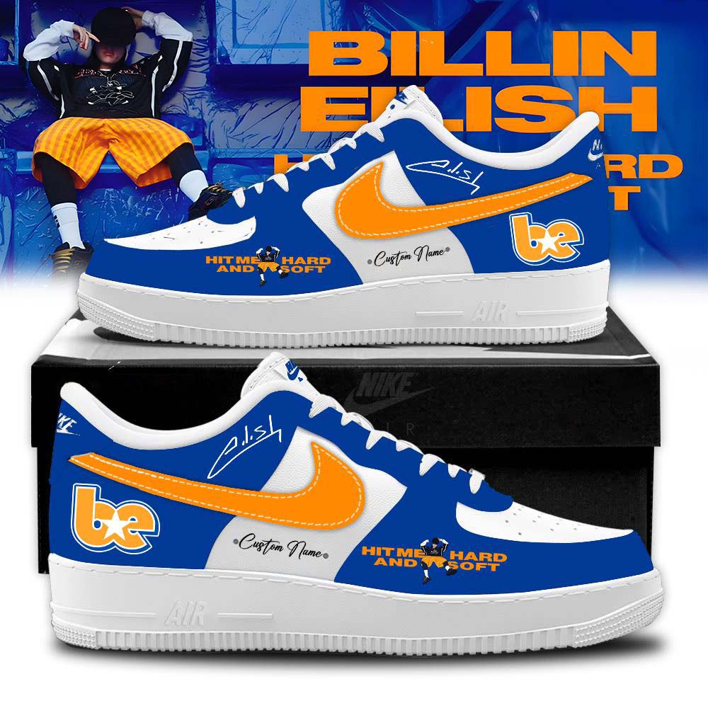 Billie Eilish Blue and Yellow Hit Me Hard Air Force 1 Sneakers