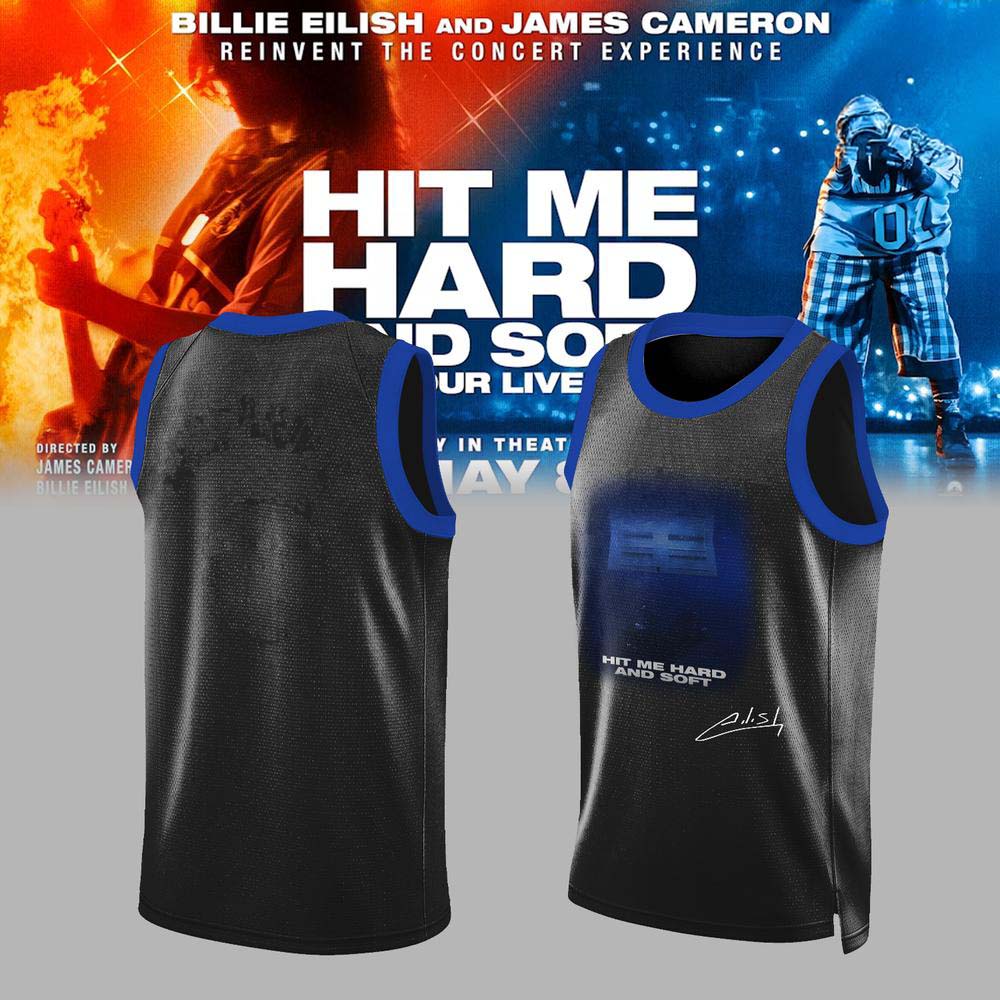 Billie Eilish Hit Me Hard and Soft Tour 2026 Black Blue Basketball Jersey - Best Gift for Fans