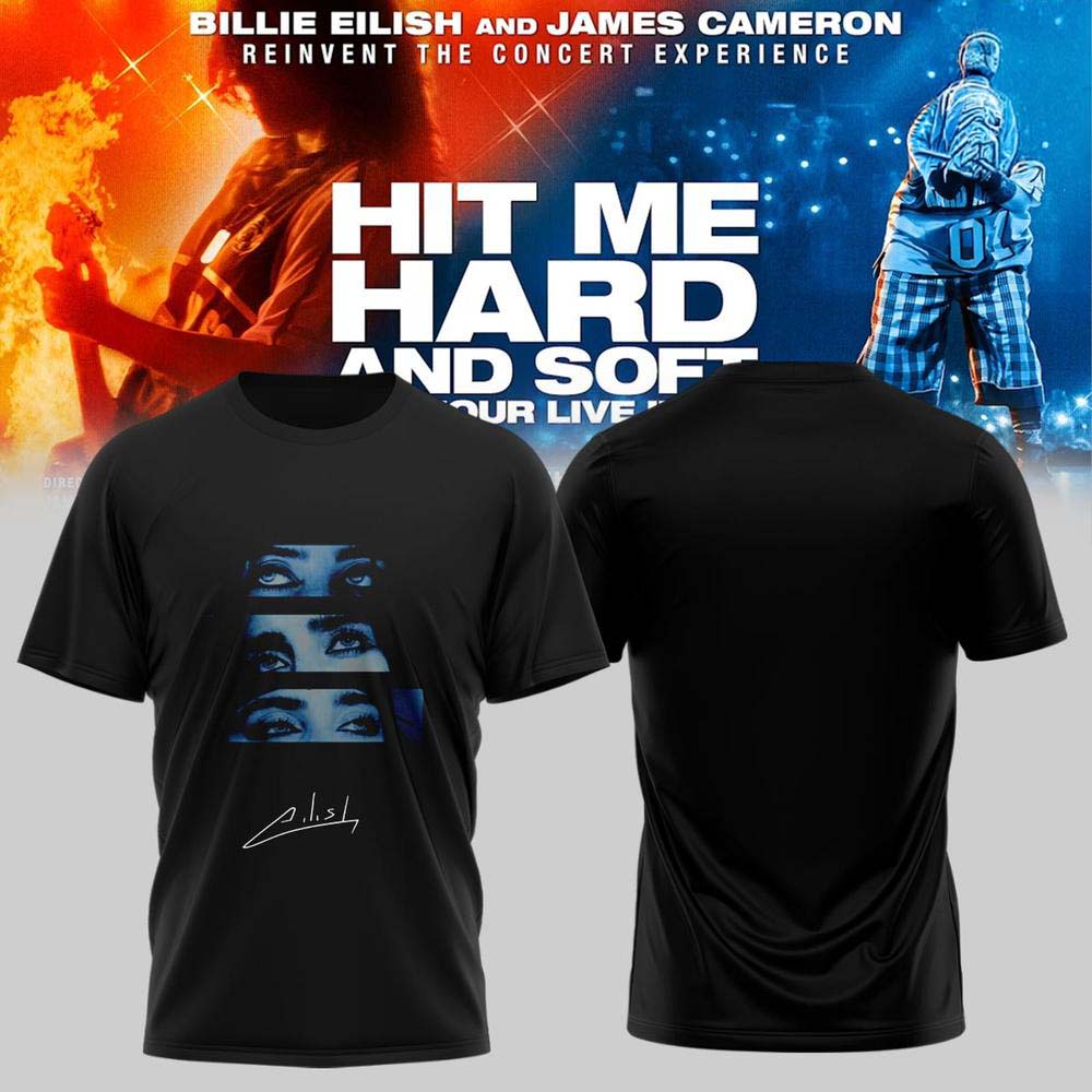 Billie Eilish Hit Me Hard and Soft Tour 2026 Black Blue Graphic T Shirt - Best Gift for Fans