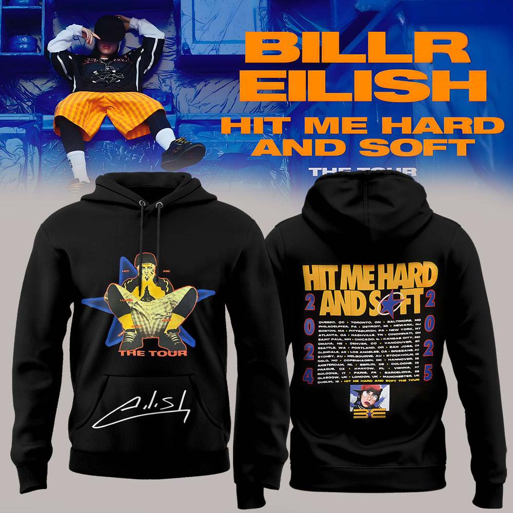 Billie Eilish Hit Me Hard and Soft Tour 2026 Black Graphic Hoodie - Concert Merchandise Gift Idea
