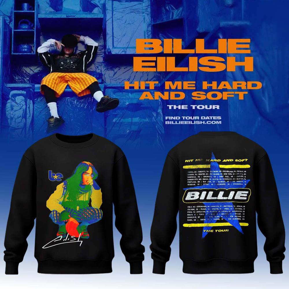 Billie Eilish Hit Me Hard and Soft Tour 2026 Black Graphic Sweatshirt - Best Gift for Fans