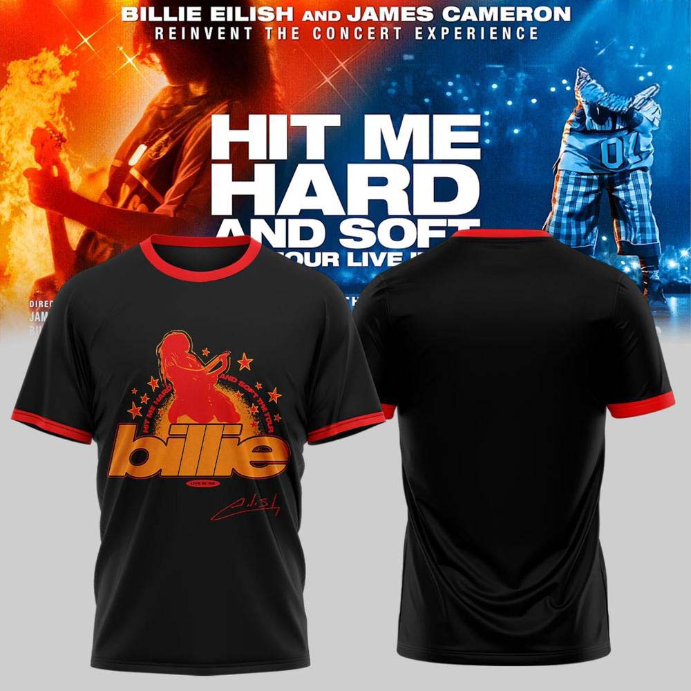Billie Eilish Hit Me Hard and Soft Tour 2026 Black Red T Shirt - Best Gift for Fans