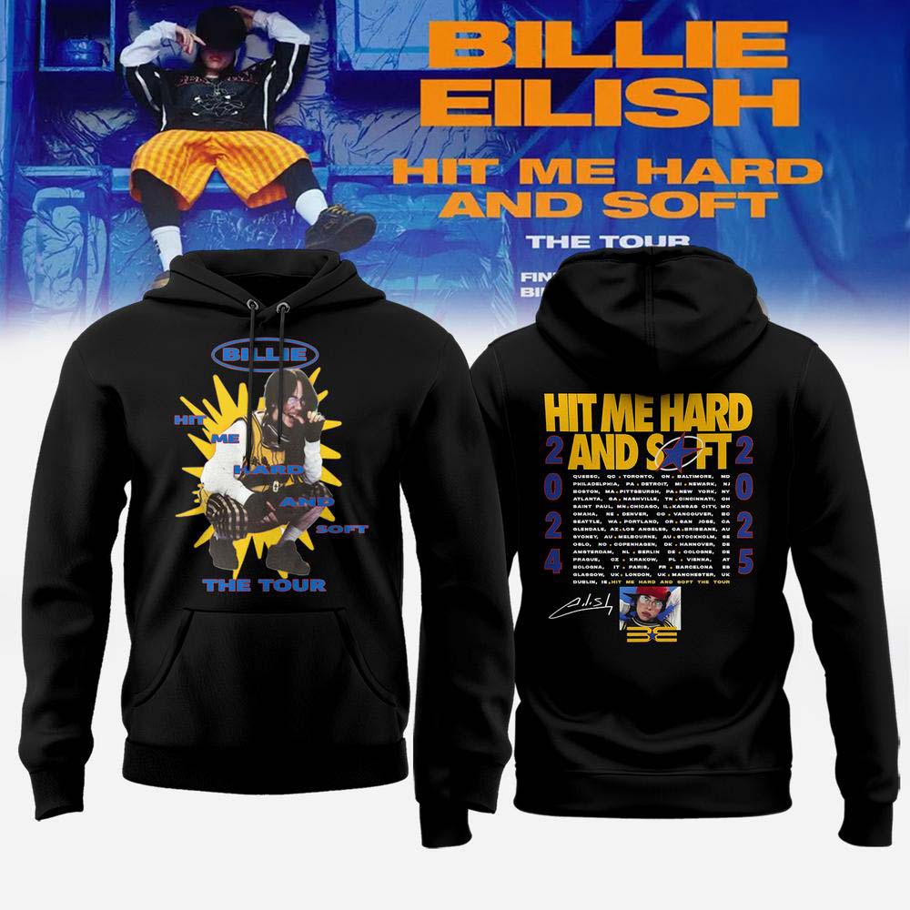 Billie Eilish Hit Me Hard and Soft Tour 2026 Black Concert Hoodie with Tour Dates - Gift Idea for Fans