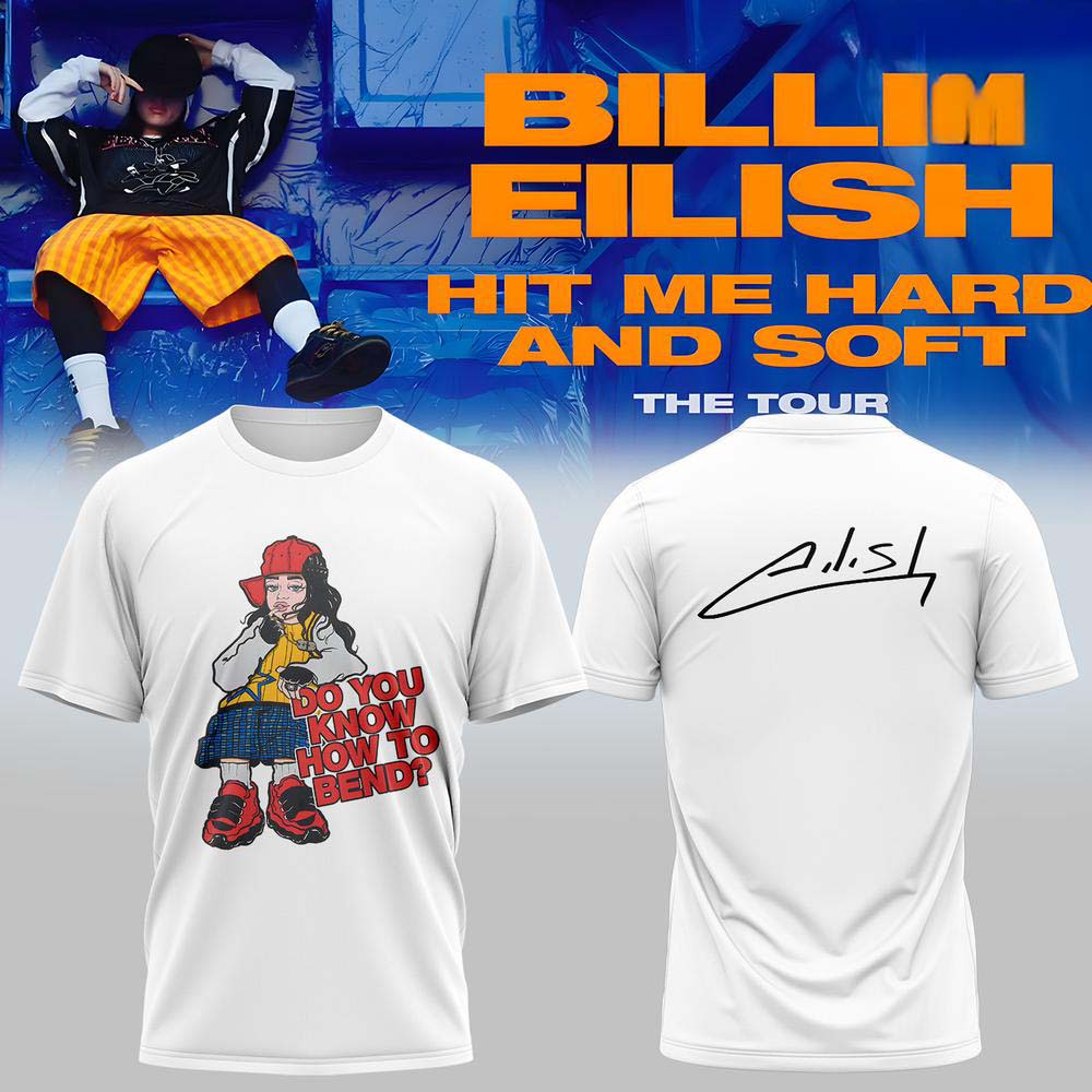Billie Eilish Hit Me Hard and Soft Tour 2026 White Red Graphic T Shirt - Best Gift for Fans
