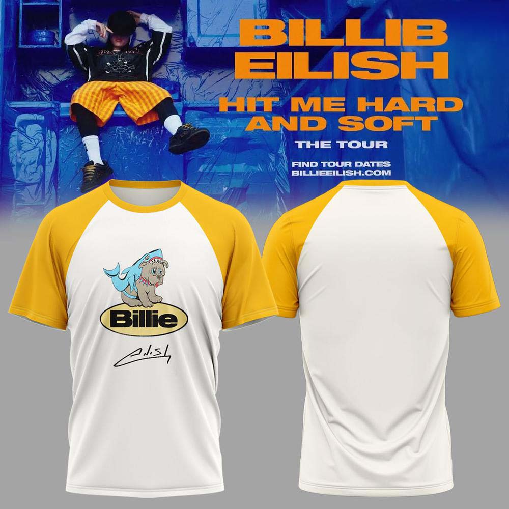 Billie Eilish Hit Me Hard and Soft Tour 2026 White Yellow Graphic T Shirt - Best Gift for Fans