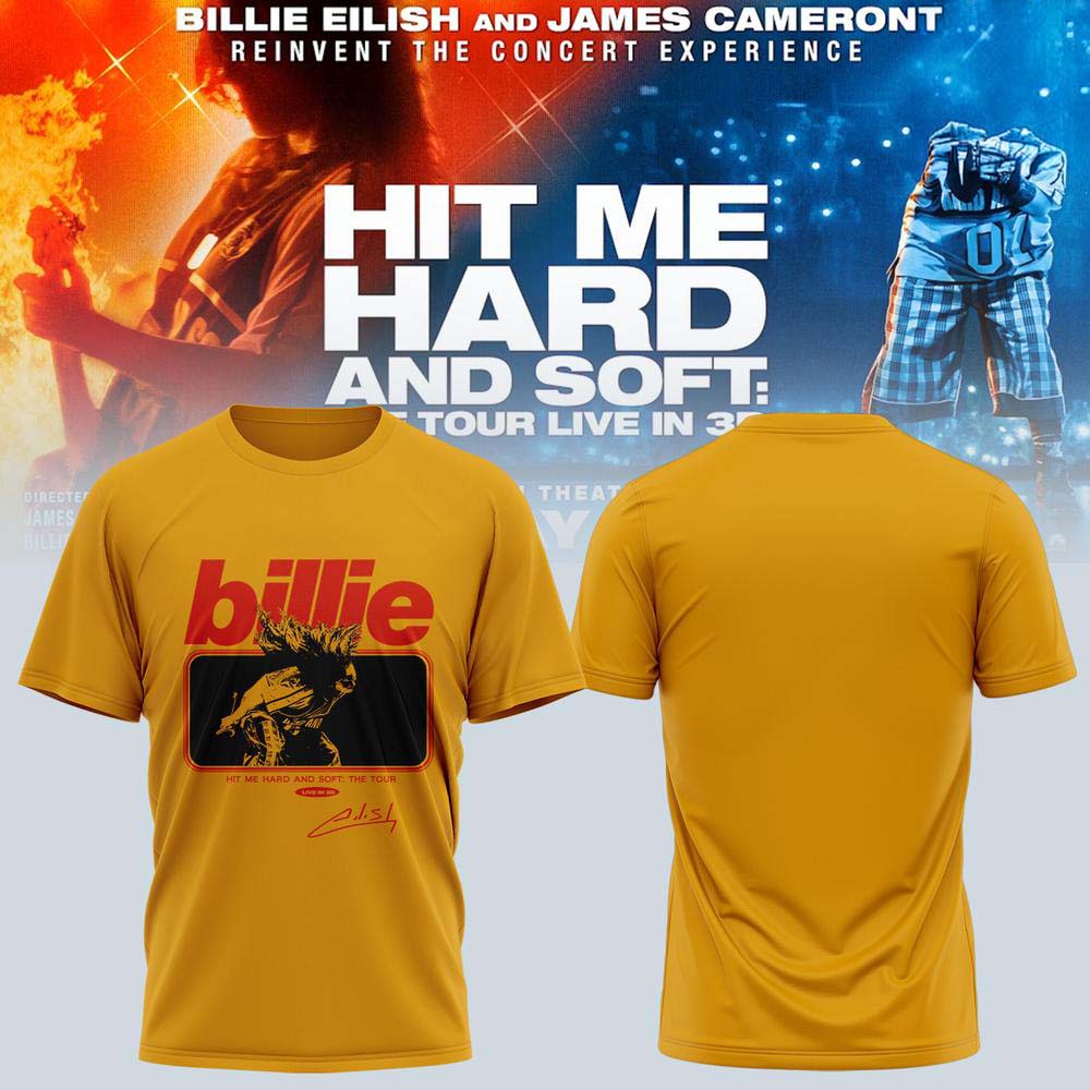 Billie Eilish Hit Me Hard and Soft Tour 2026 Yellow Graphic T-Shirt - Best Gift for Fans