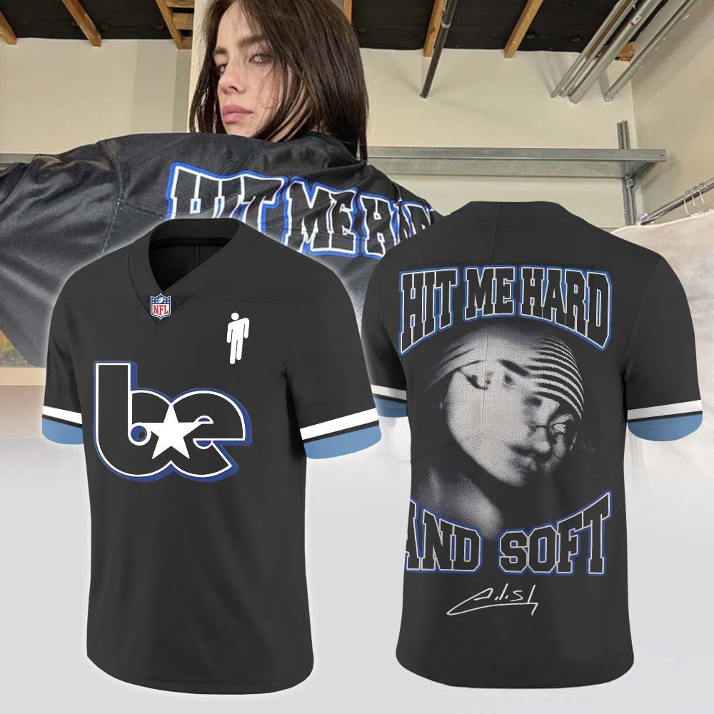 Billie Eilish Hit Me Hard And Soft Tour Black Football Jersey 1 - Unicasport Billie Eilish Hit Me Hard And Soft Tour Black Football Jersey