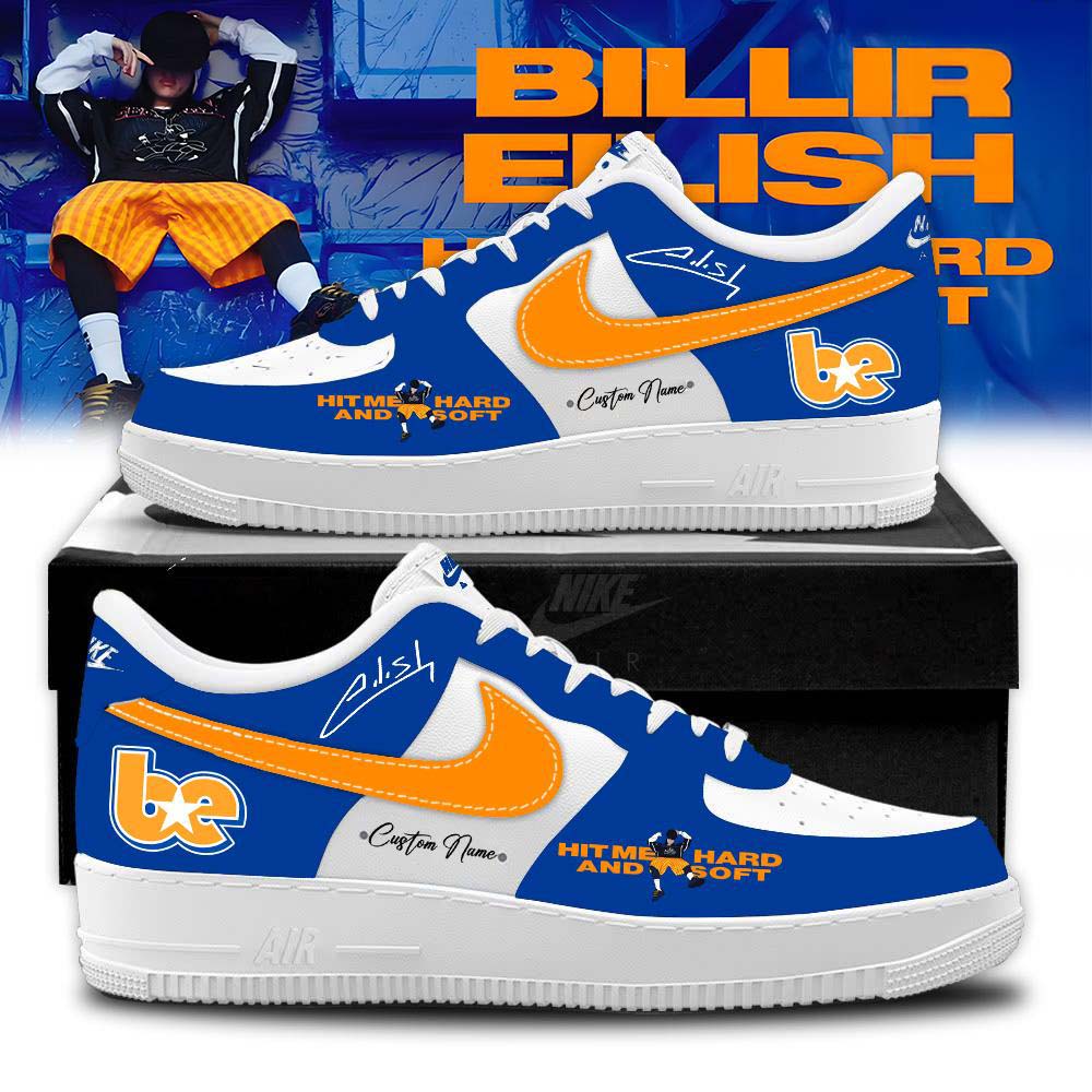 Billie Eilish Hit Me Hard and Soft Tour Blue Orange Air Force 1 Sneakers - Best Gift for Fans