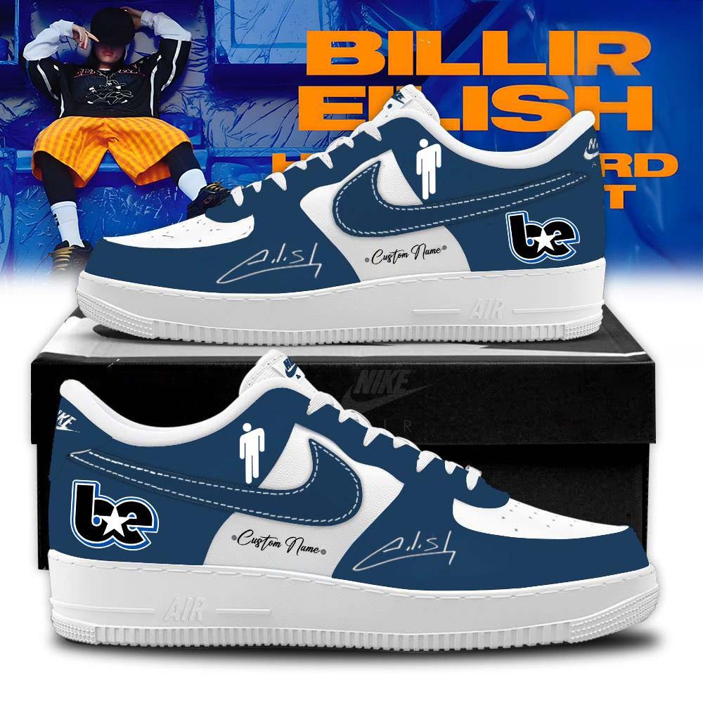 Billie Eilish Hit Me Hard and Soft Tour Blue White Custom Sneakers - Best Gift for Fans