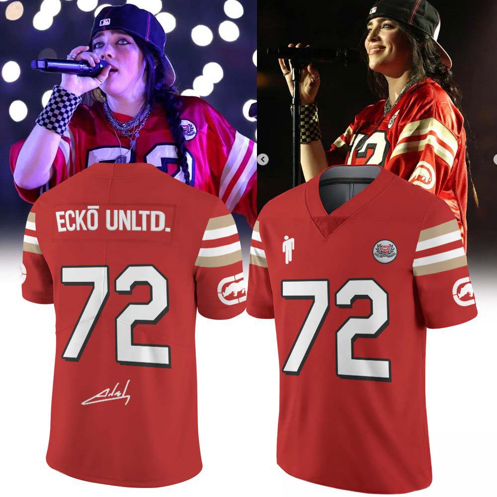 Billie Eilish Hit Me Hard And Soft Tour Red 72 Football Jersey 1 - Unicasport Billie Eilish Hit Me Hard And Soft Tour Red 72 Football Jersey