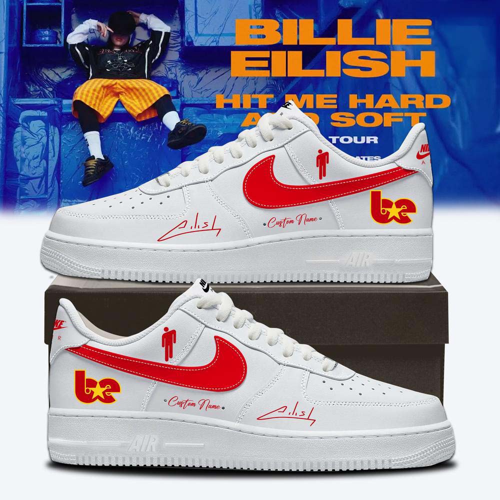 Billie Eilish White and Red Music Tour Air Force 1 Sneakers