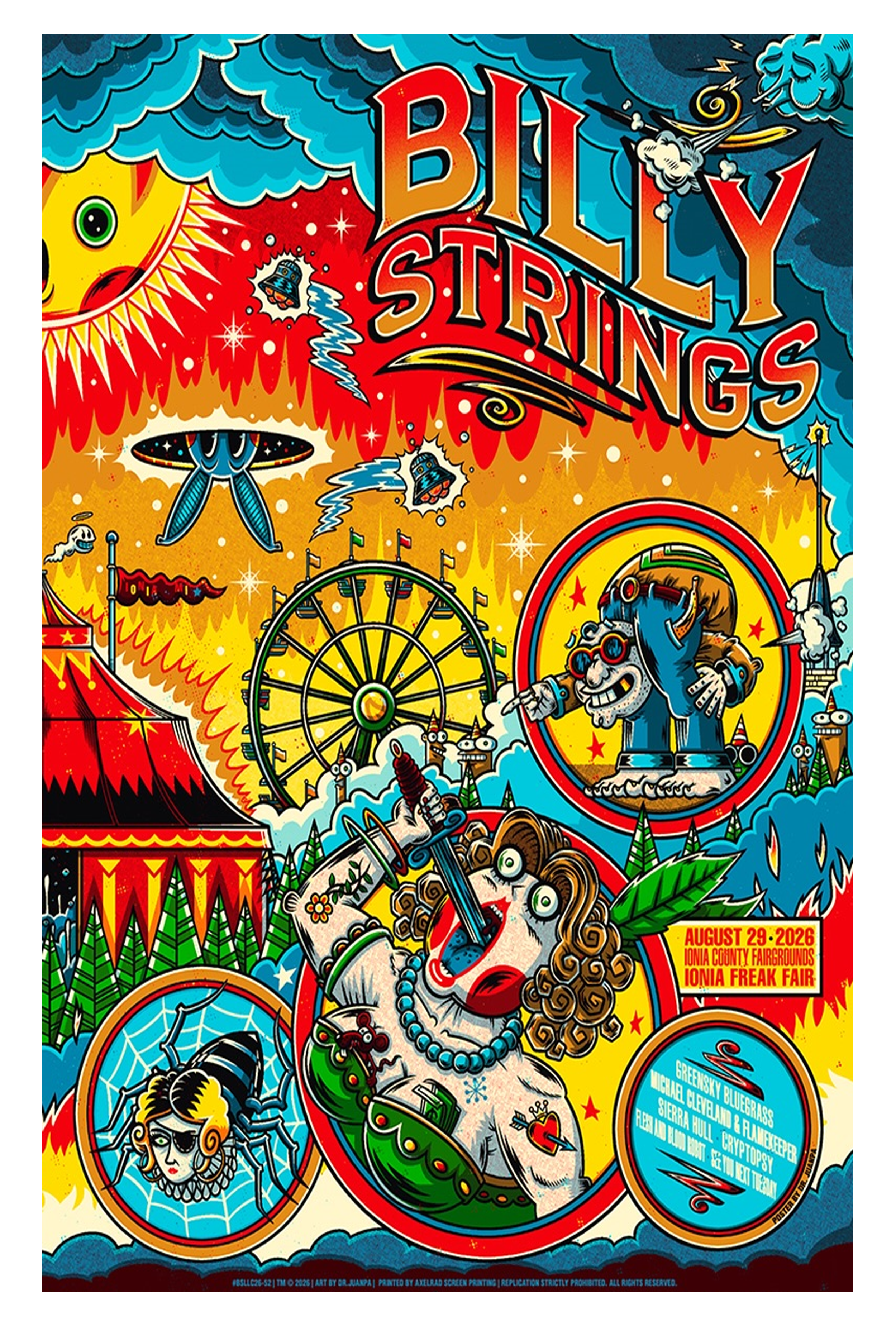 Billy Strings 08-29-2026 Ionia Michigan Concert Poster