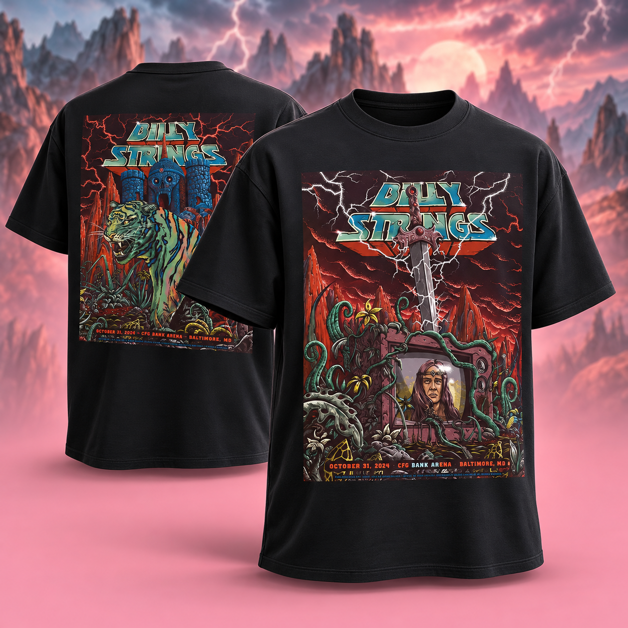 Billy Strings Baltimore MD 2026 Night 1 And 2 Combined Poster At CFG Bank Arena October 30 31 2026 Heartbeat Of Eternia Two Sided TShirt