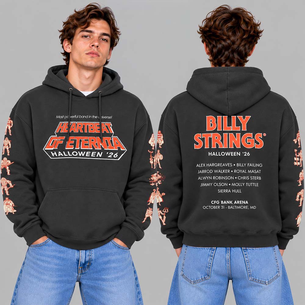 Billy Strings Heartbeat Of Eternia 2026 Halloween Merch Baltimore MD Oct 31 2026 Masters Of The Universe Characters Hoodie
