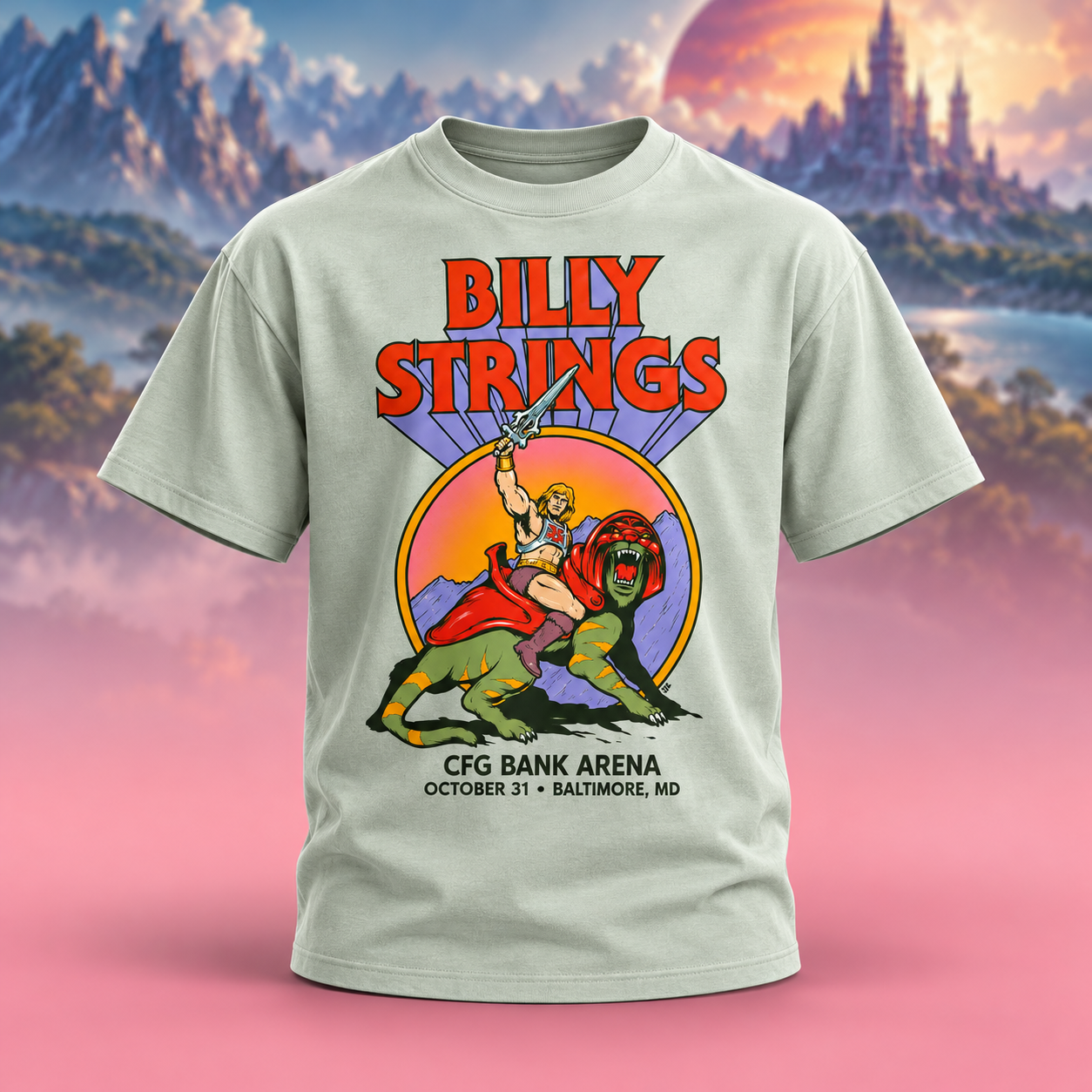 Billy Strings Heartbeat Of Eternia 2026 Halloween Merch Tee Baltimore MD Oct 31 2026 Masters Of The Universe HeMan TShirt