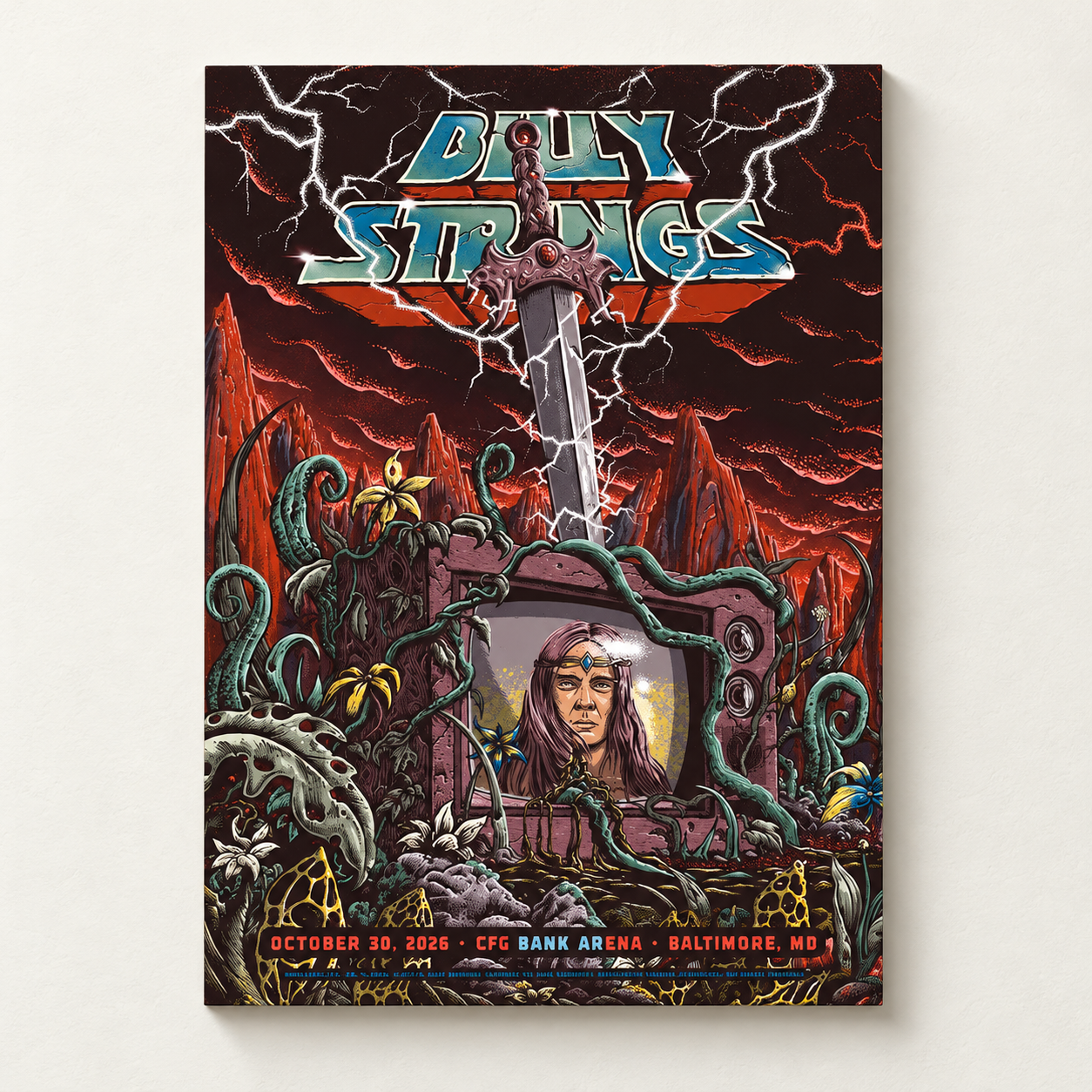 Billy Strings Heartbeat Of Eternia 2026 Night 1 Poster In Baltimore MD At CFG Bank Arena October 30 2026 Decor Poster Canvas