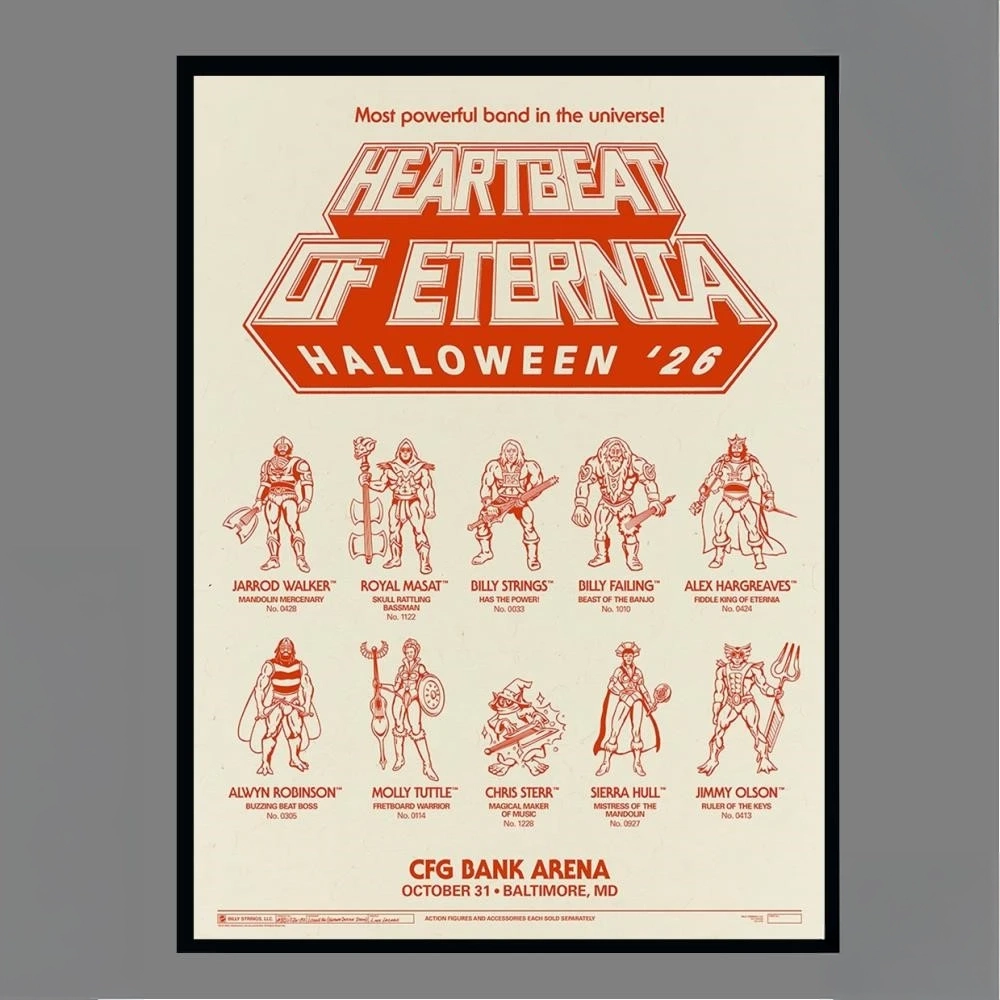 Billy Strings Heartbeat Of Eternia CFG Bank Arena Halloween 2026 Baltimore MD October 31 Art By Logan Fox Wall Art Print Poster