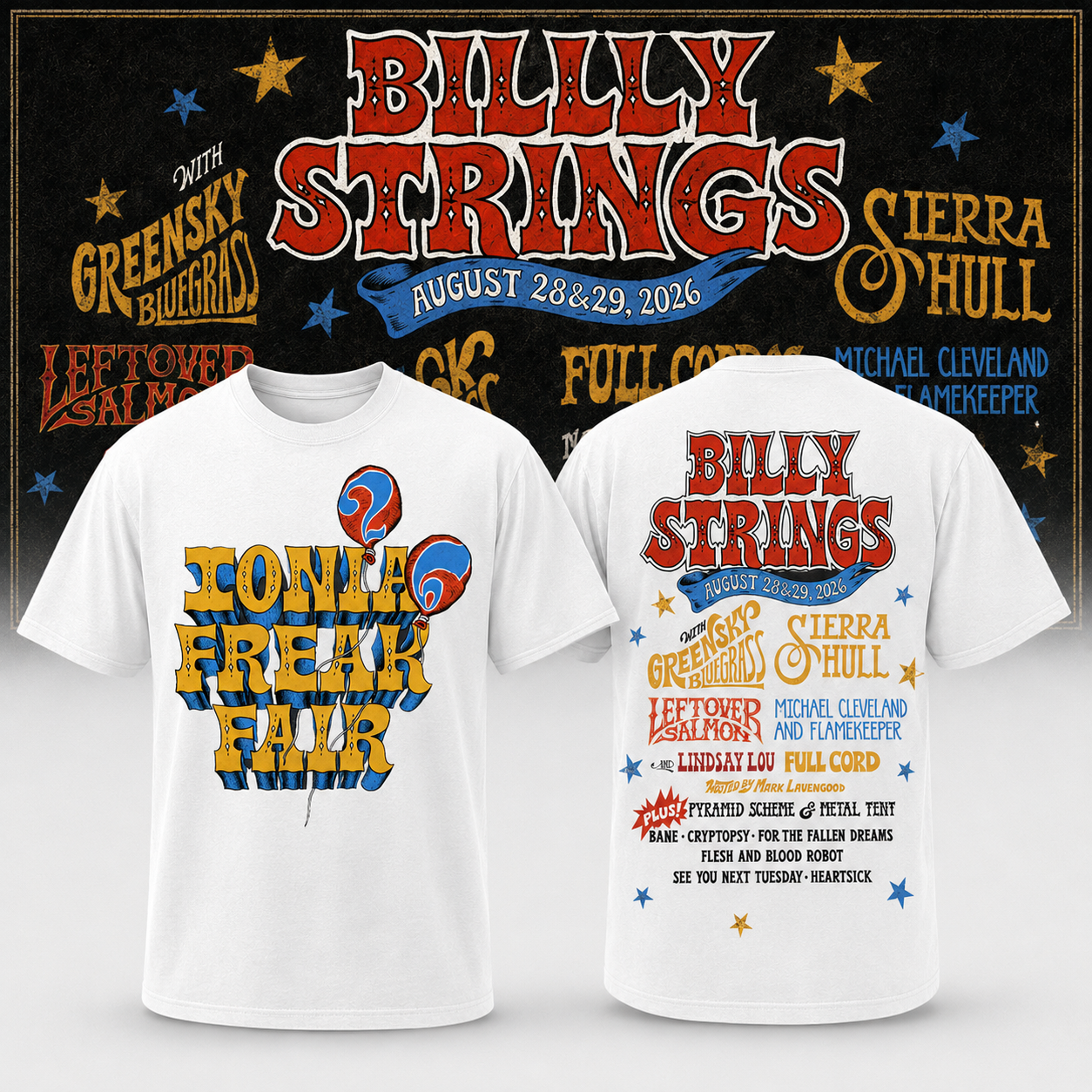 Billy Strings Ionia County Fairgrounds Ionia MI August 28-29 2026 Event Shirt Merch