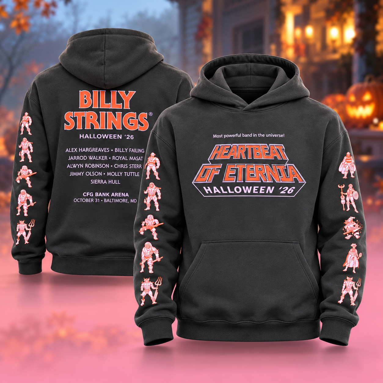 Billy Strings Merch Halloween 2026 Heartbeat Of Eternia Characters With Dates Unisex Hoodie