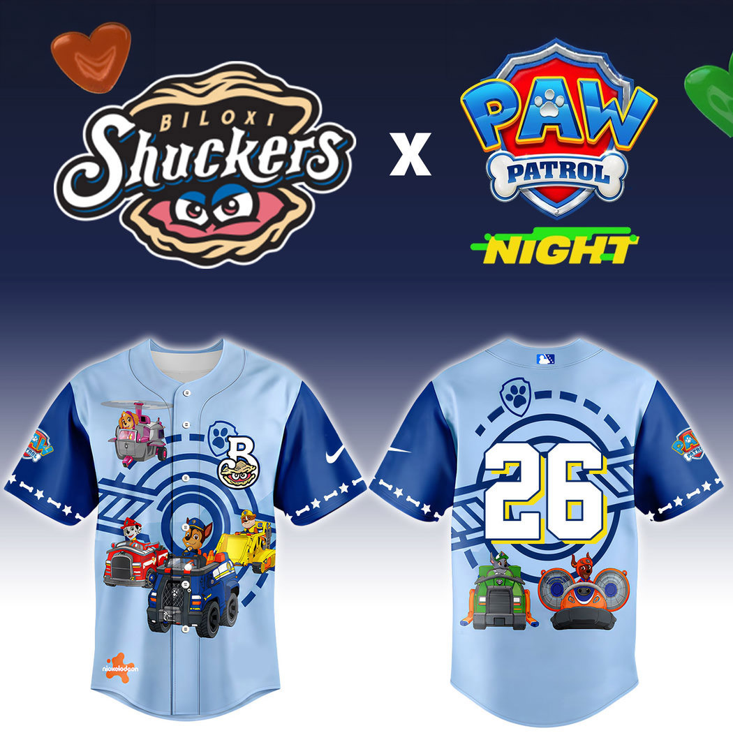 Custom Biloxi Shuckers Paw Patrol Night Baseball Jersey 1 - Unicasport Custom Biloxi Shuckers Paw Patrol Night Baseball Jersey