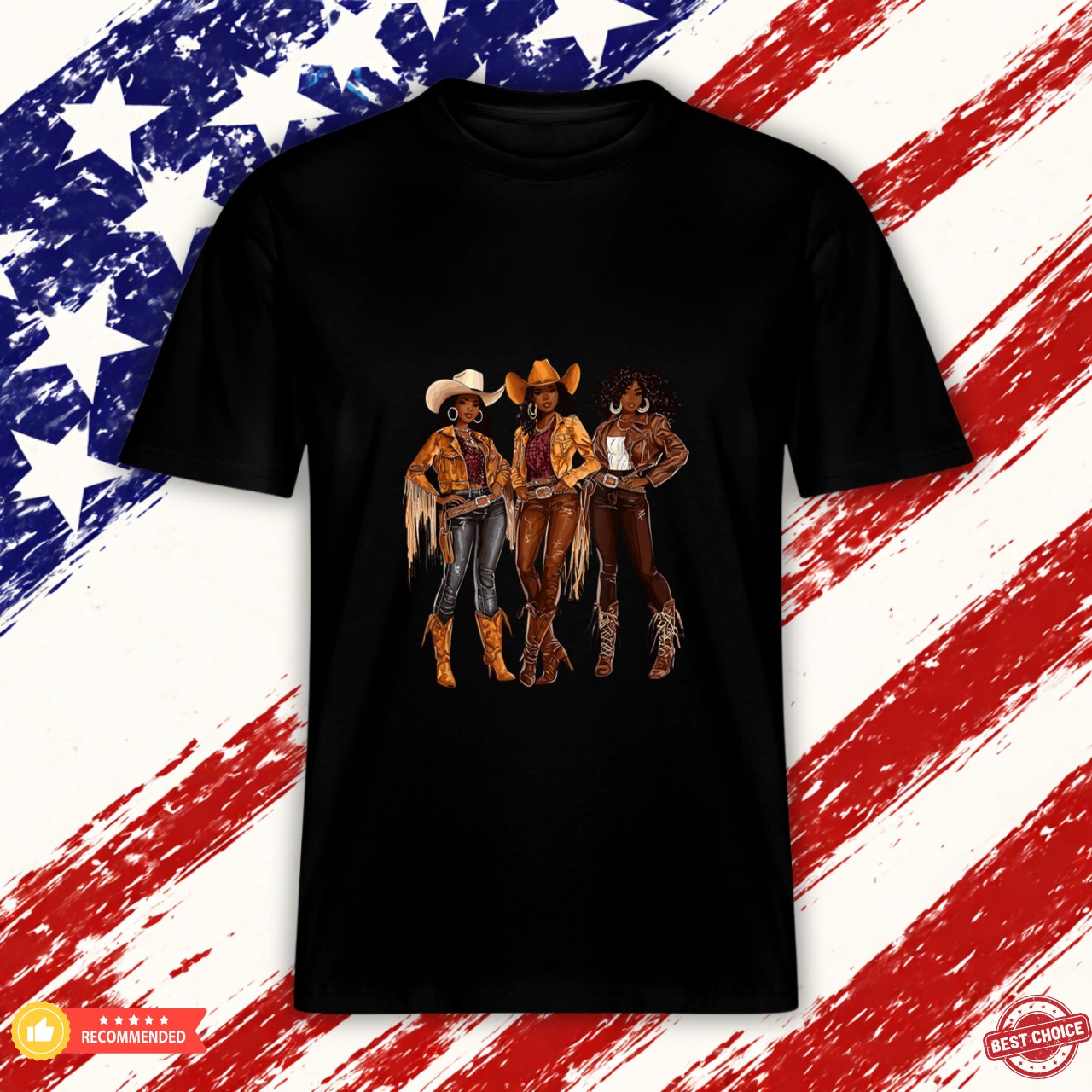 Black African American Cowgirl Western Country Texas Rodeo Graphic Shirt