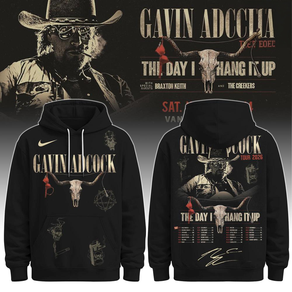 Black Gavin Adcock 2026 Tour Hoodie Country Music Gift