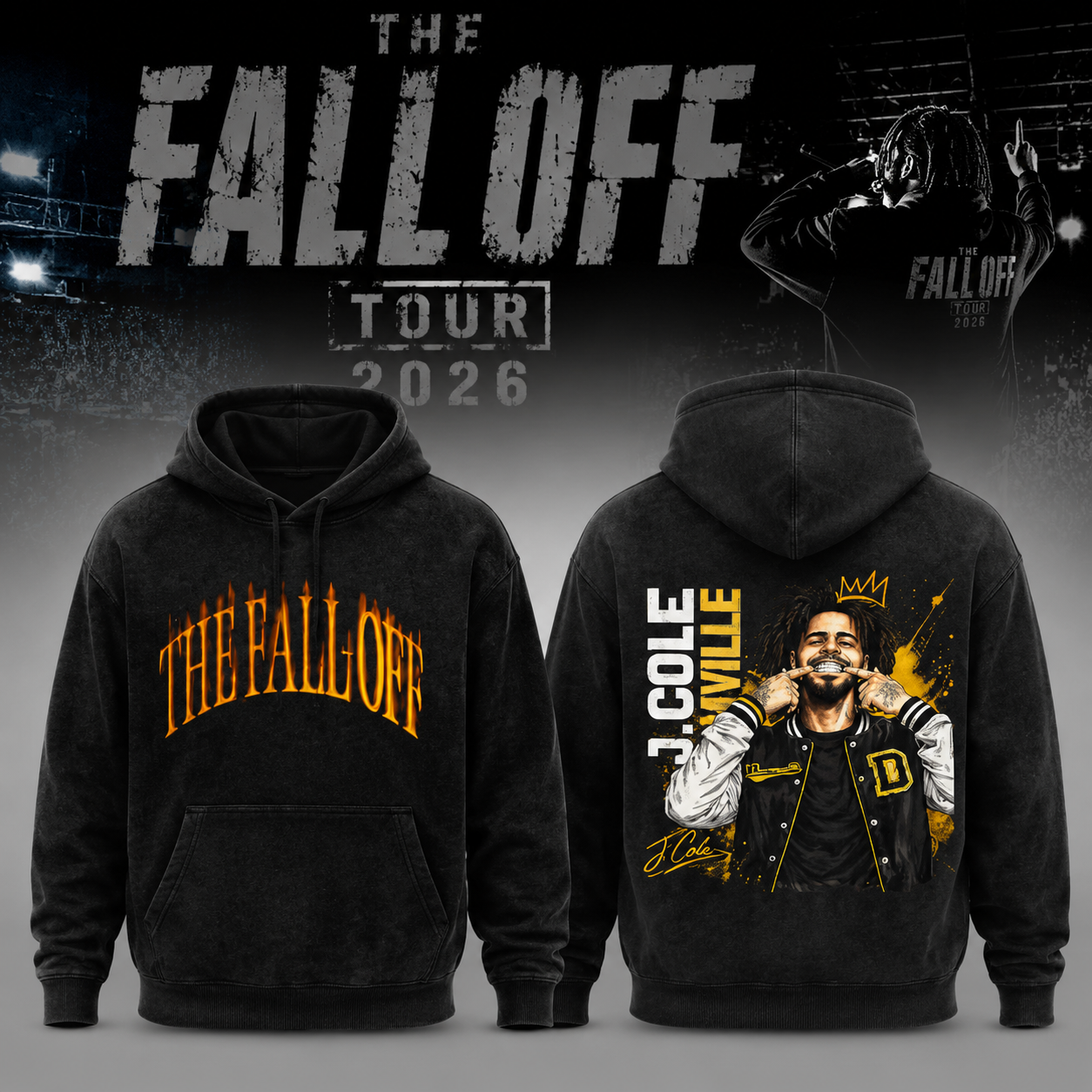 Black J Cole The Fall Off 2026 Rap Music Hoodie