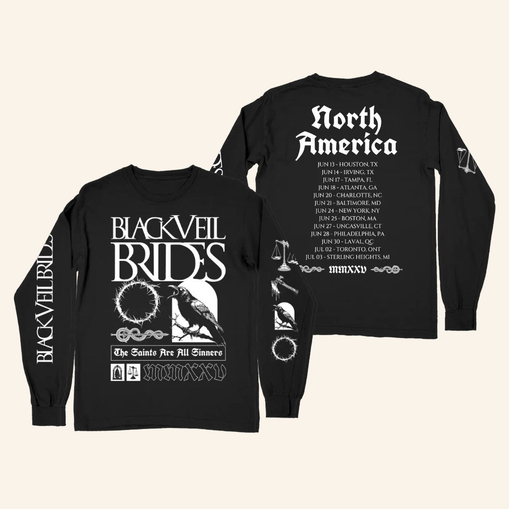 Black Veil Brides Merch The Raven Tour Long Sleeve Shirt Music Related Gifts For Guys