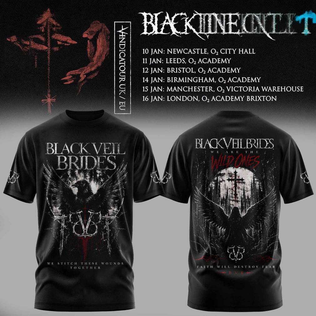 Black Veil Brides UK Tour 2026 Black Widow Graphic Tee - Best Gift for Fans