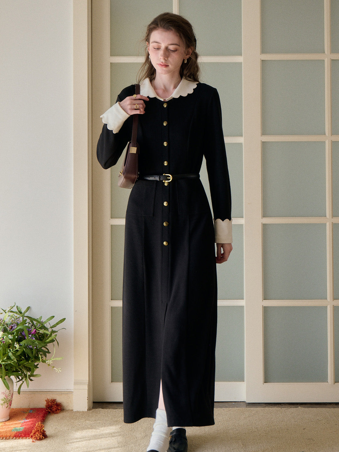 Black White Peter Pan Collar Good Stylists Maxi Syzygy ThÃªu Gown