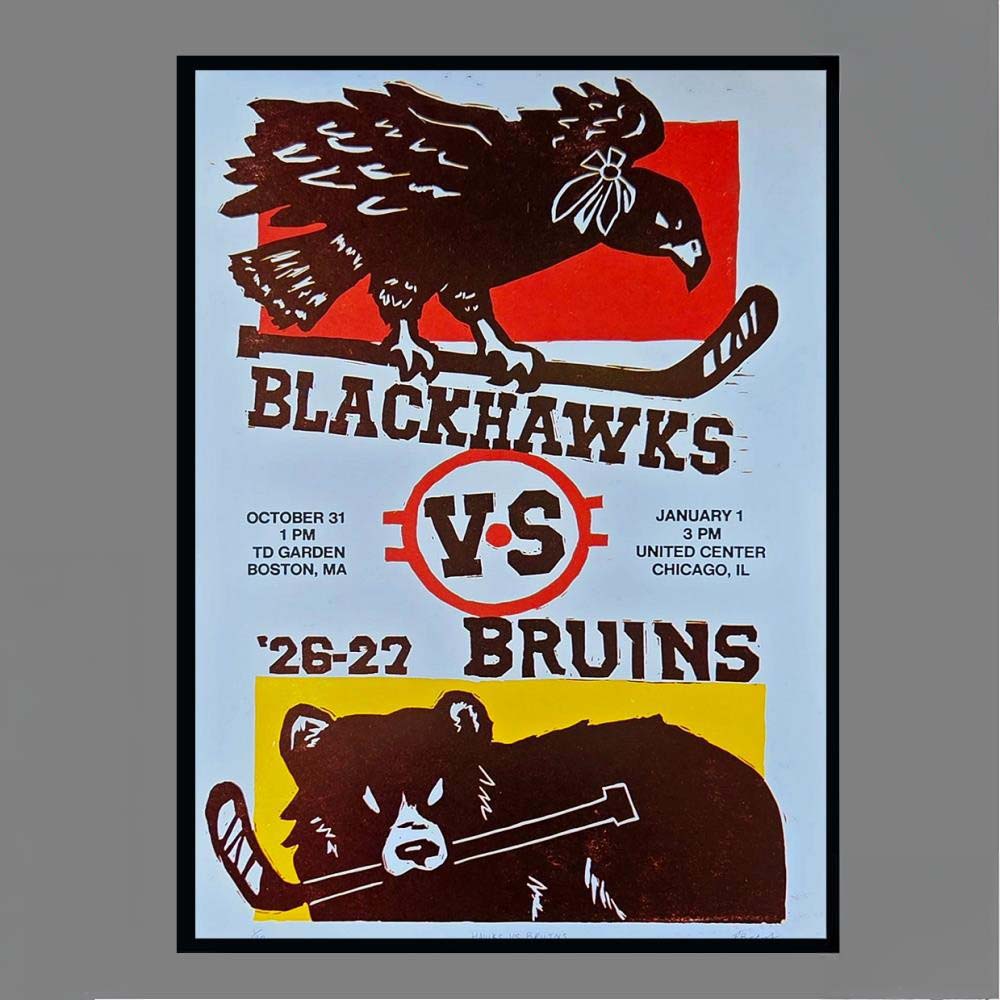 Blackhawks vs Bruins 2627 October 31 TD Garden Boston MA January 1 United Center Chicago IL Hockey Art Print Poster