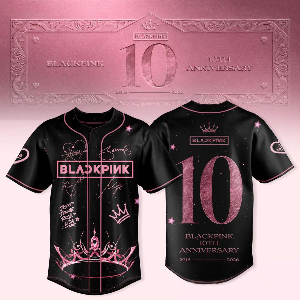 Blackpink 10th Anniversary Black Pink Crown Baseball Jersey 1 - Unicasport Blackpink 10th Anniversary Black Pink Crown Baseball Jersey